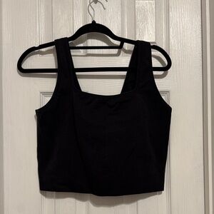 All in motion square neck black cropped tank